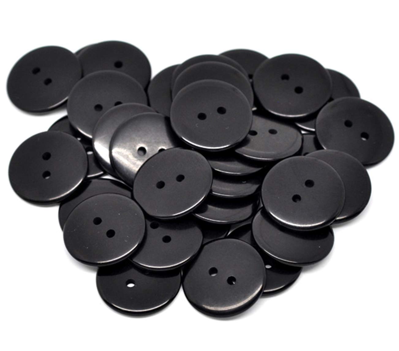 200 x Plain Black Round 2 Hole 23mm Sewing Buttons. for Cardmaking, Scrapbooking, Clothes Knitting