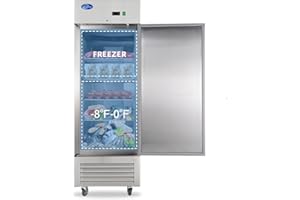 kalifon 27"W Commercial Freezer, 23 Cu.ft Stainless Steel Reach-in Upright Fan Cooling Freezer for Restaurant, Bar, Home, Shop, and Business