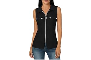 Womens's Sleeveless Golf Shirts Full Zip Golf Jacket Summer Casual Lightweight Vest for Hiking Workout Y2k Clothes