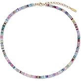 COAI Colorful Gemstone Necklace for Women, Vacation Jewelry Beaded Summer Necklace for Women