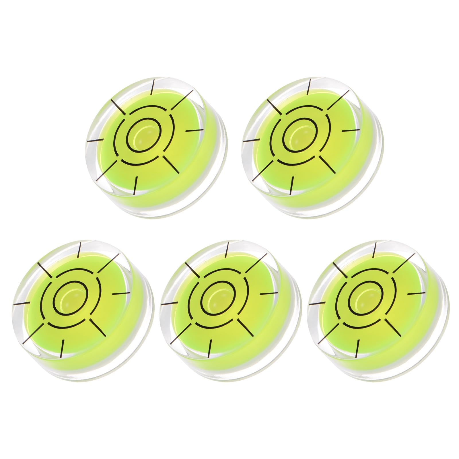 Kozelo 5pcs Small Circular Bubble Spirit Levels - [32mm Diameter 12mm Thickness] Mini Round Precision RV Level Leveling Tools for Travel Trailer Turntable Camera, Lime
