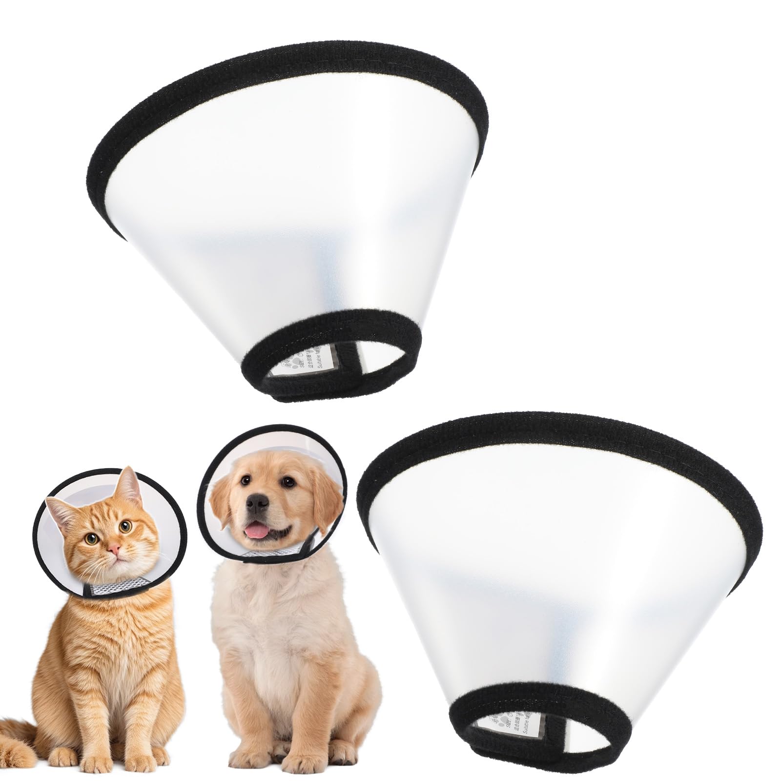 Photo 1 of **DIRT**2 Pack Cat Cones After Surgery Soft Cat Recovery E Collar Cones to Stop Licking Kitten Small Pet Cone Elizabethan Collar Puppy Head Neck Cone Cono para Gatos for Cats Kitten Puppy (Size M)