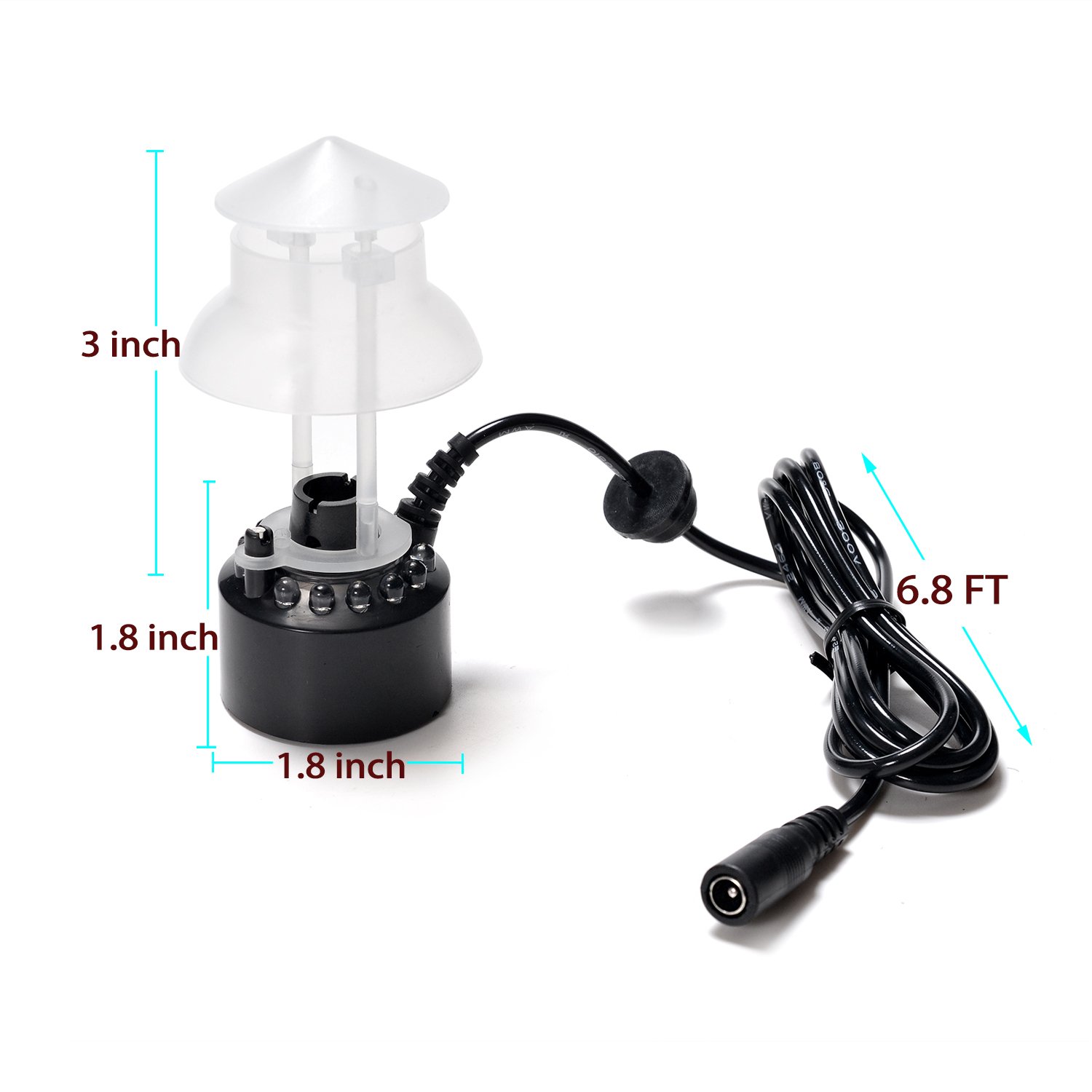 Mist Maker, 12 LED Mister Fogger Water Fountain Pond Fog Machine