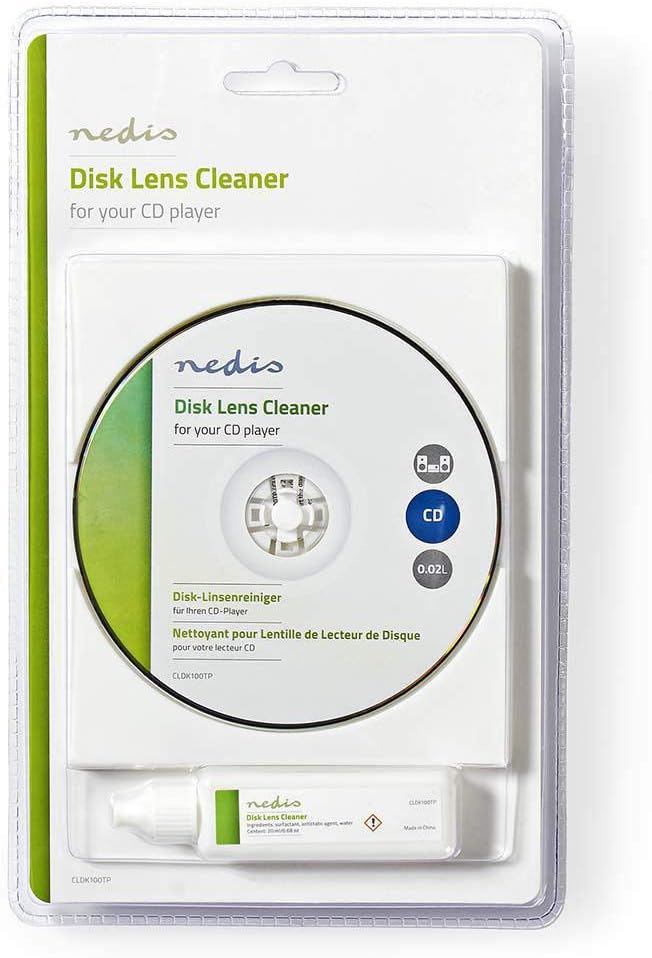 NEDIS Disk Lens Cleaner with Ultra-Thin Brush & 20ml Liquid for Home Office & Car CD Player, transparent, 1 ml (Pack of 1) - Image 3