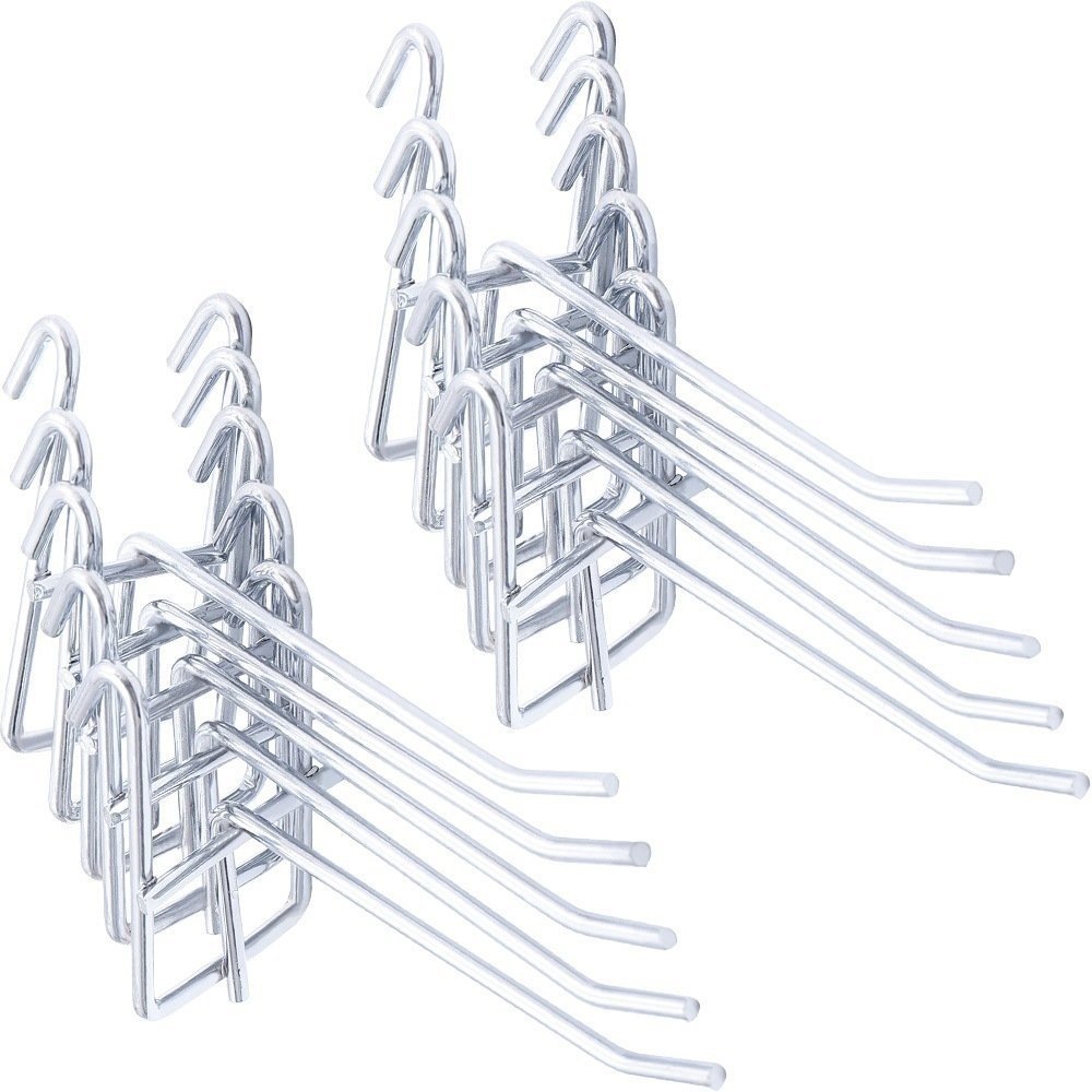 Stainless Steel Grid Wall Bracket Peg Board Display Hook for Panel for Supermarket 4in 20pack (Thickness: 5MM)