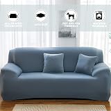 Teynewer 1-Piece Fit Stretch Sofa Cover 3 Seater Light Blue Elastic Slipcover view 2