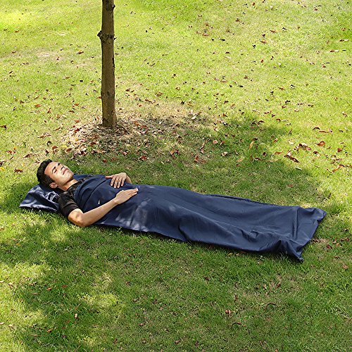 Beauty Star Sleeping Bag Liner, Super Lightweight Sleeping Bag for Spring Autumn Traveling, Camping, Backpacking, Hiking, Portable Envelope Ultralight Sleep Sack with Compression Sack (Navy Blue) - Thumbnail 6