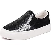 Toandon Toddler Kids Sparkle Glitter Sequins Sneakers Canvas Shoes Loafers
