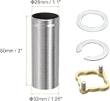 sourcing map Faucet Extension Shank 3"x 1.25" Stainless Steel Pipe Nipple view 2