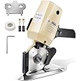 GPOAS 110V Electric Rotary Fabric Cutter, 4Inch Cloth Cutting Machine Octagonal Blade Cloth Cutter Electric Scissors With Automatic Sharpener For Multi Layer Carpet Leather