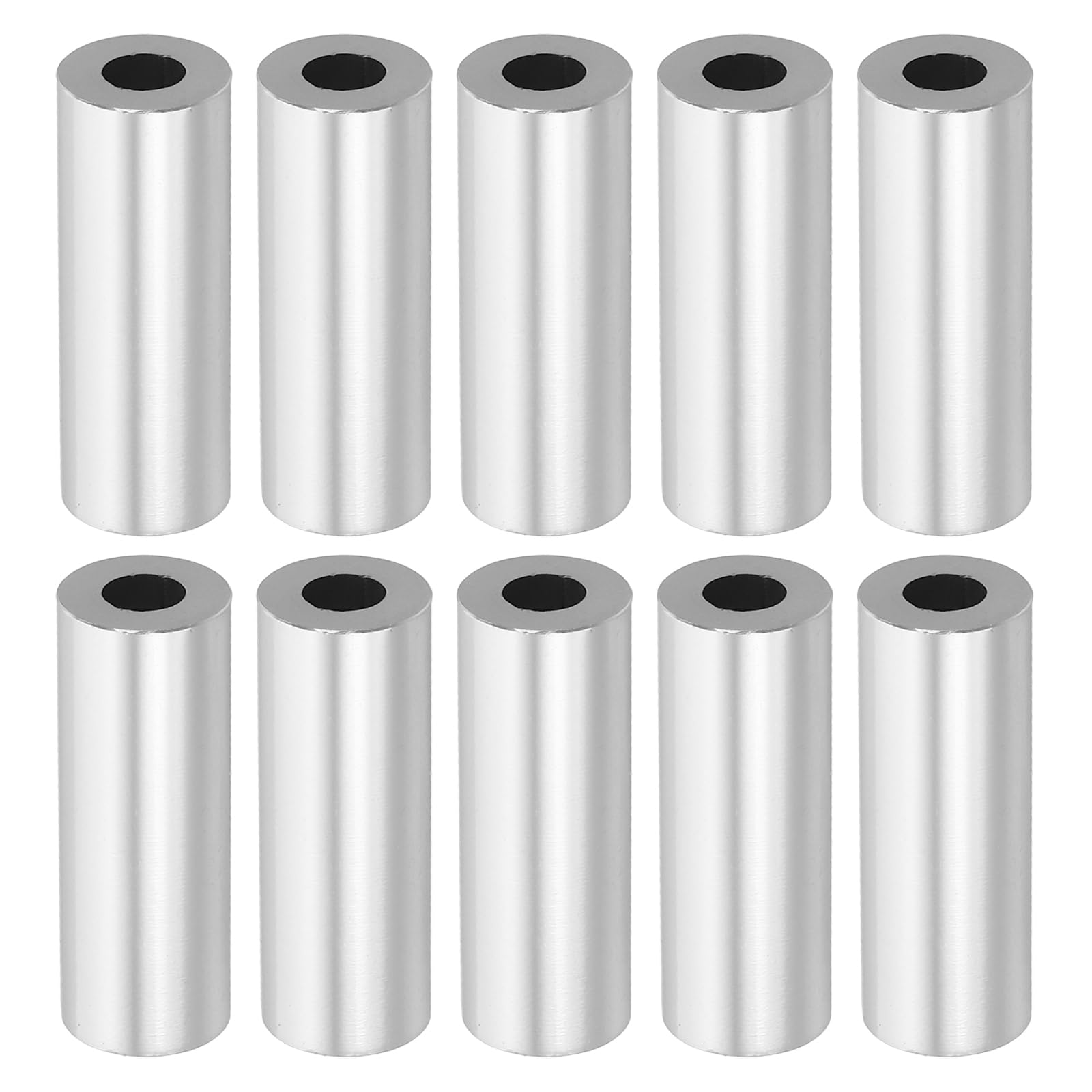 PATIKIL M6 Aluminum Spacers, 10 Pcs Metal Spacer Aluminum M6 X1/2"OD X1-1/4"L Aluminum Spacer Screw Standoff Round for 1/4" or M6 Screw Bolts, Silvery