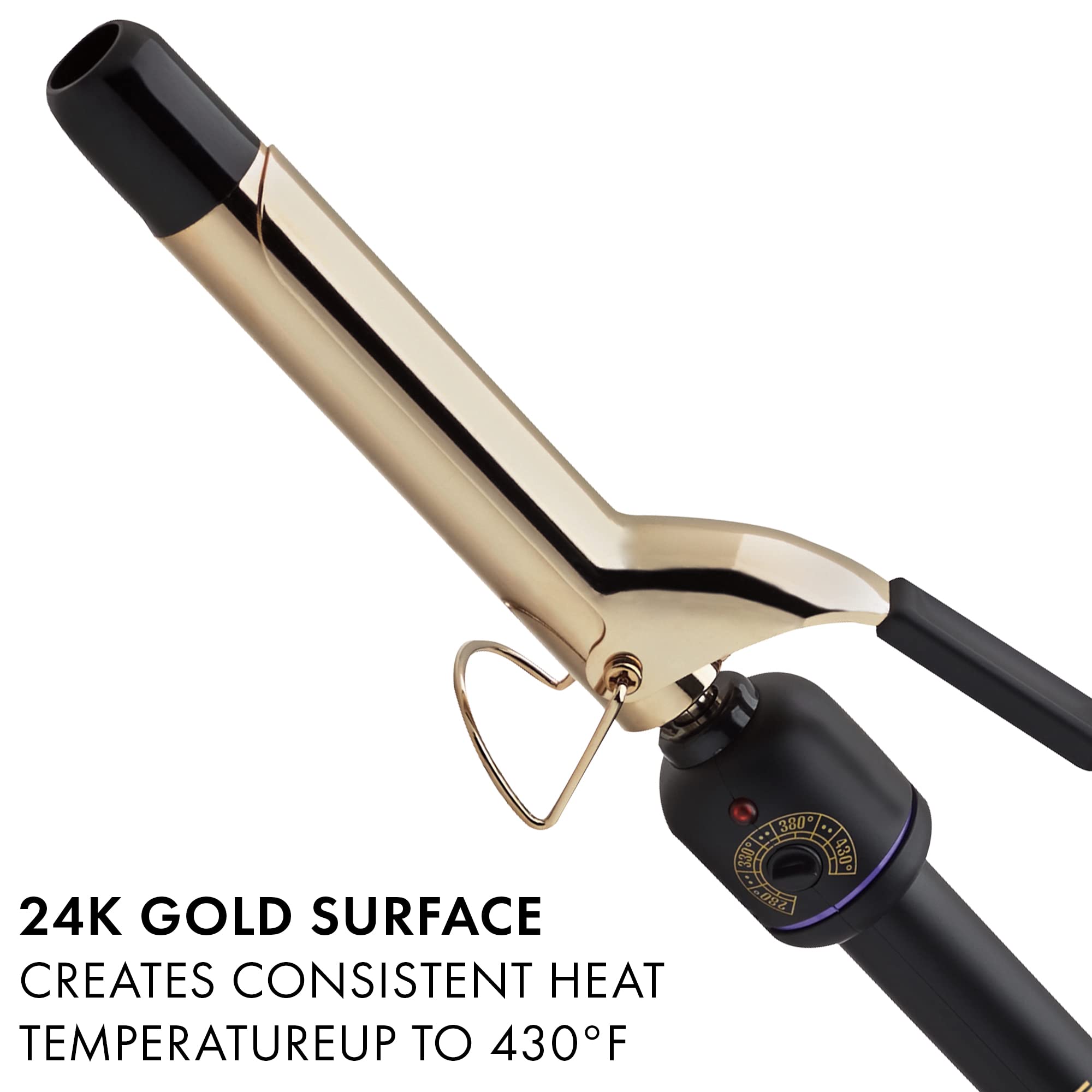 HOT TOOLS Pro Signature Gold Curling Iron | Long-Lasting, Defined Curls, (1-1/2 in) & Pro Artist 24K Gold Curling Iron | Long Lasting, Defined Curls (1 in)