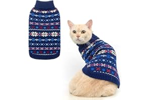 BINGPET Cat Sweater,Cat Outfit Sleeveless Winter Sweater with Snowflake Pattern,Soft Turtleneck Knitted Kitten Puppy Apparel,Cute Winter Pet Clothes for Cold Weather