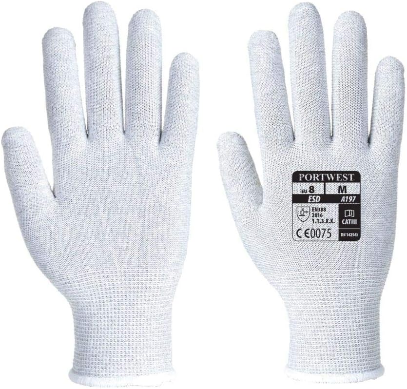Portwest A197 Antistatic Shell Glove Grey, Medium