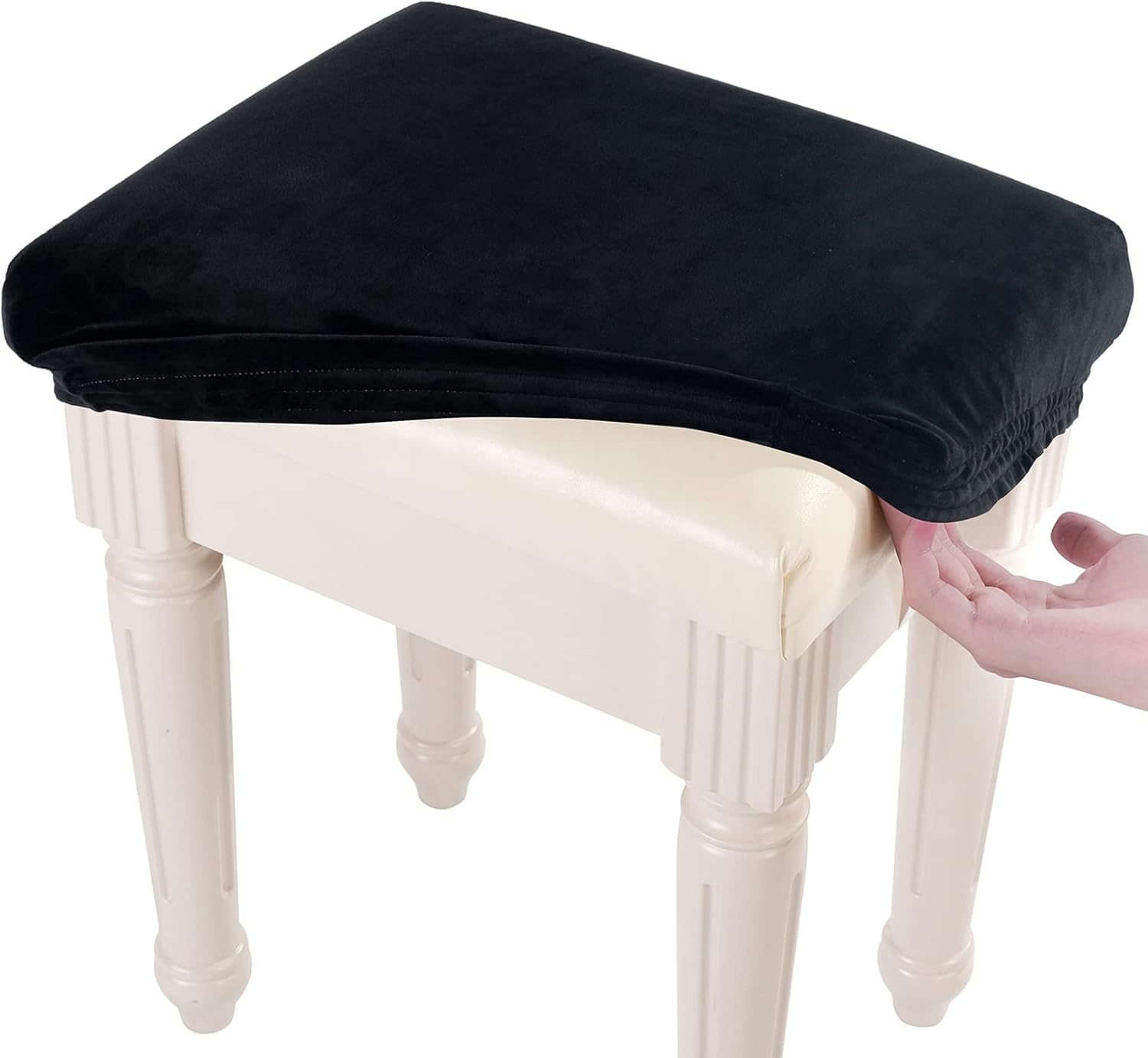 Slipcovers - SINOSSO Soft Velvet Vanity Bench Cover, (15