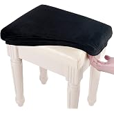 SINOSSO Soft Velvet Vanity Bench Cover, (15"- 19.5") L x (11.8"- 15.7") W Stretch Washable Rectangle Saddle Bar Stool Slipcover, (XS, Black)
