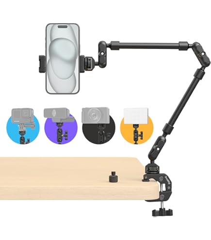 Support Téléphone Col De Cygne Pour Lit/bureau - Réglable, Pince, Compatible Smartphones Jusqu'à 8,9 Cm