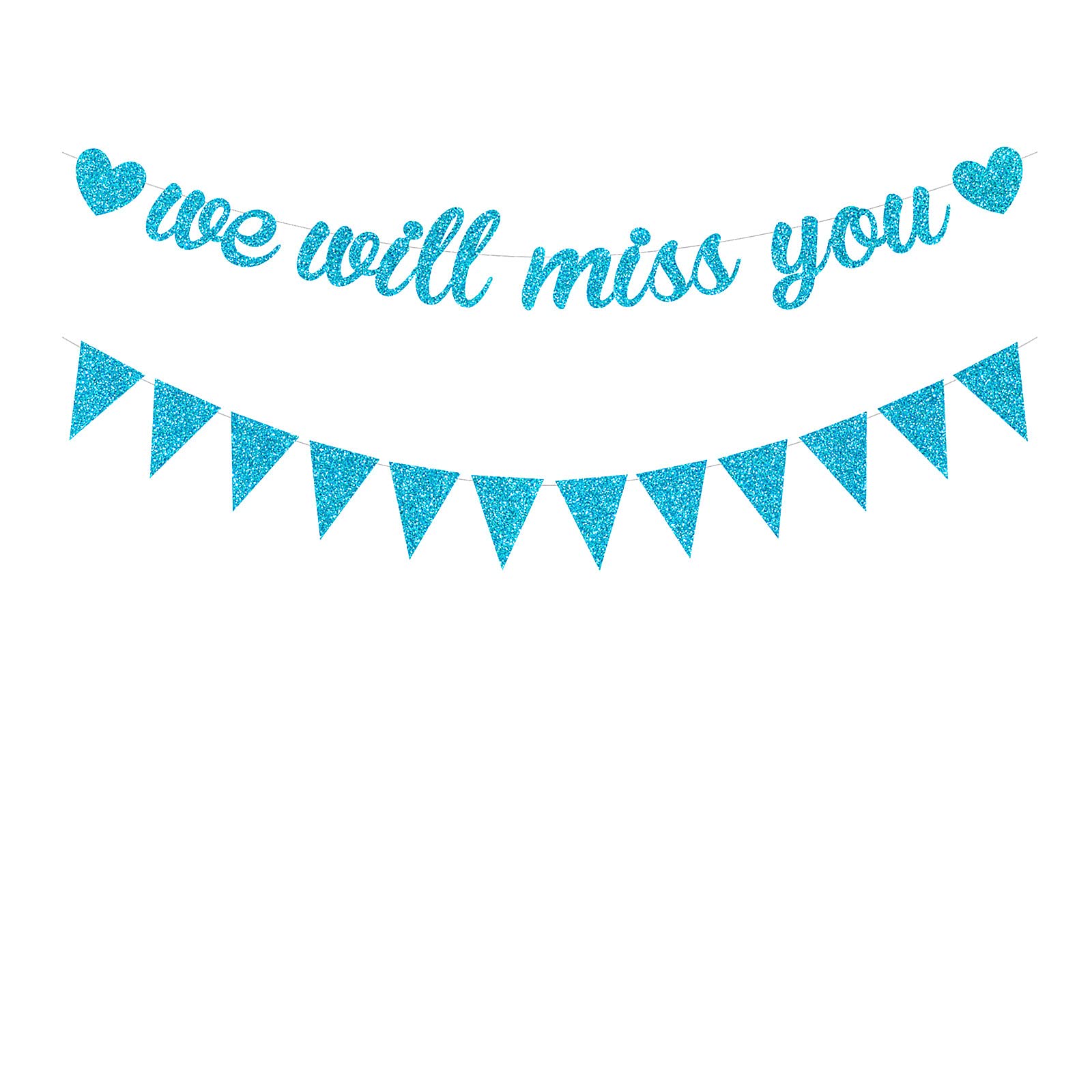 bng-bng We Will Miss You Banner With Triangle Flags Bunting Garland for Retirement Farewell Going Away Goodbye Party Decorations Graduations Leaving Party Decorations Photo Backdrop Blue