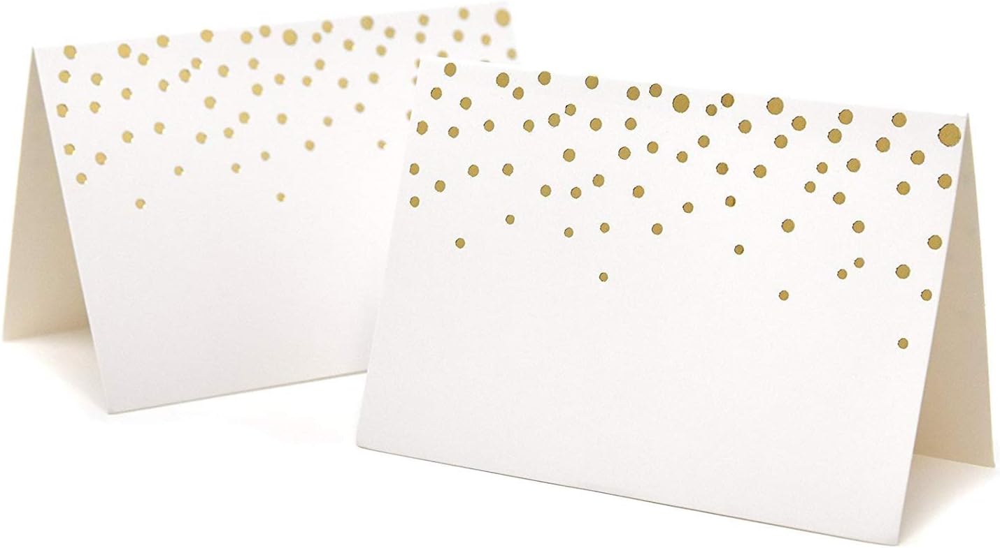 50 Gold Foil Dots Place Cards for Weddings Party Event Dinner Buffet Table Setting Name Placecards 2.5” x 3.75” Gold Foil Dotted Tent Cards: Office Products