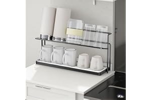 Earssa Bottle Drying Rack Water Cup Storage Drying Rack with Drain Tray Mug Organizer for Kitchen Bottle Rack with 2 Tiers (B