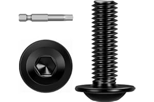 KVOHLUM M8-1.25 x 25mm 20 PCS Flanged Button Head Socket Cap Bolts Screws, Stainless Steel 304, Allen Socket Drive, Screwdriver Bit Included, Black Finish, Fully Machine Thread