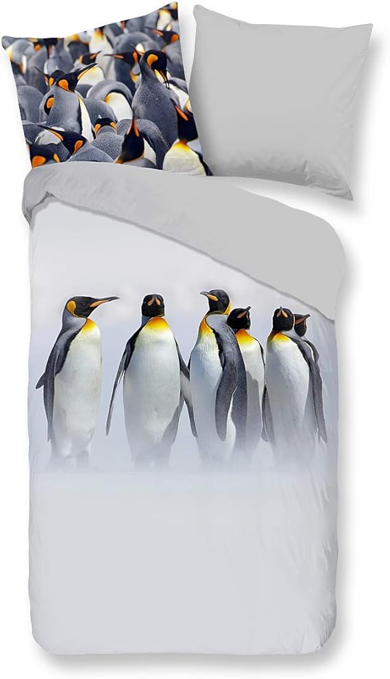 Bettwäsche-Set 135x200cm Blauer Pinguin - 3D Kinderbettwäsche Polyester-Baumwolle