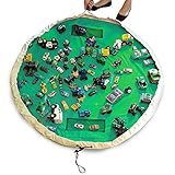 Lego Storage/Deluxe toy organizer and floor activity mat/Canvas PlayBag by OzzyKids-Makes toy storage and cleanup a breeze-Turns into a shoulder bag-BONUS GIFT (Green)