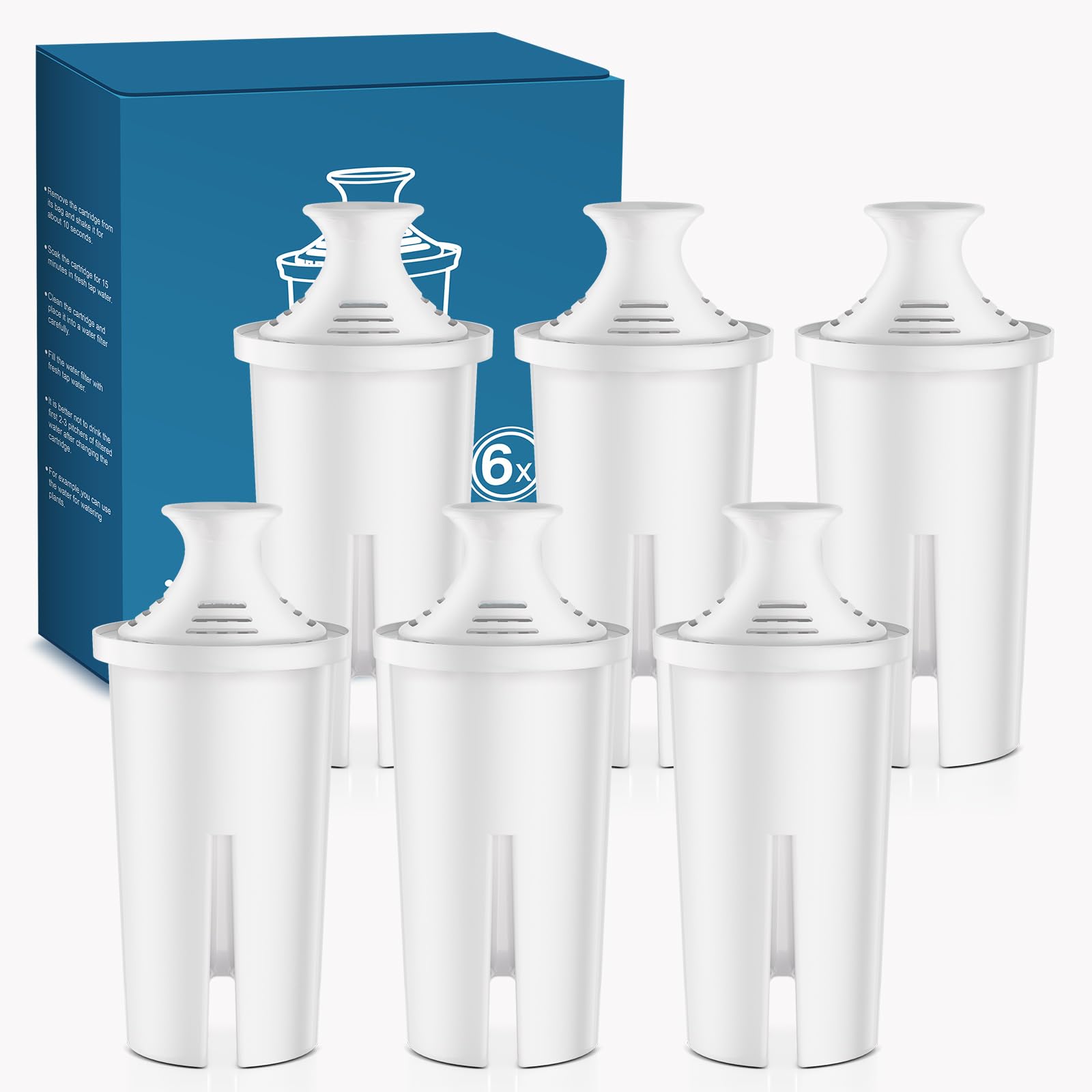 Photo 1 of Mutital 6 Pack Brita Filter Replacement Water Filters for Brita Filter Pitchers, BPA-Free, US Standard, Fits Water Pitchers and Dispensers, Reduces Copper, Cadmium and Mercury Impurities, 50 Gallons