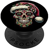 Christmas Sugar Skull Santa Hat Day Of The Dead Xmas Holiday PopSockets Standard PopGrip