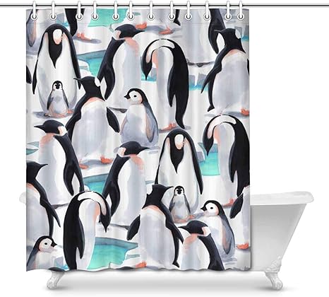 N\A Acuarela pingüino Divertido Animal decoración Impermeable Tela de