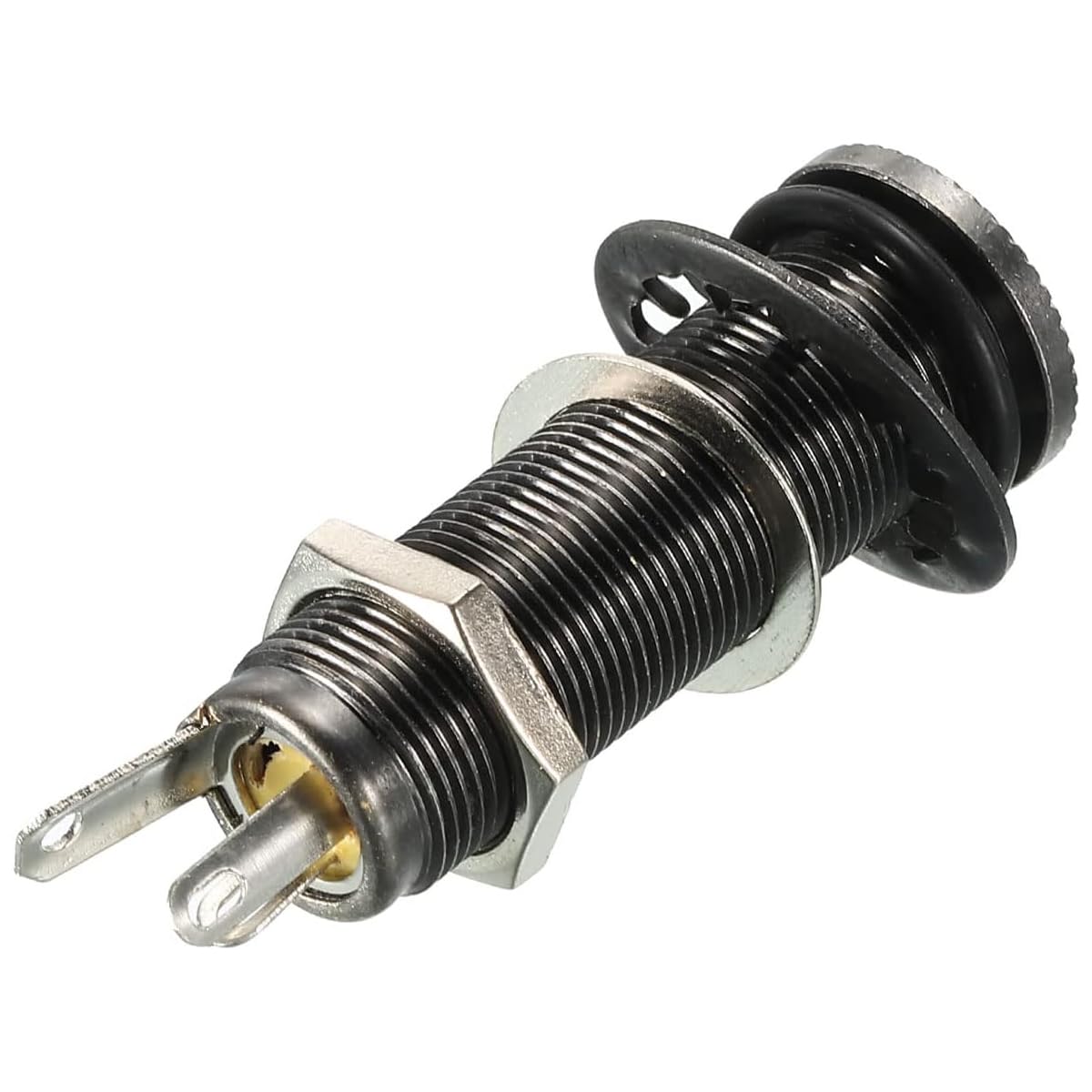 CENPEK 2pcs Stereo Jack Socket, Guitar Accessories with 4 Pin Guitar Bass, 1/4 Inch Jack Socket Cylinder Input/Output Jacks (Black)