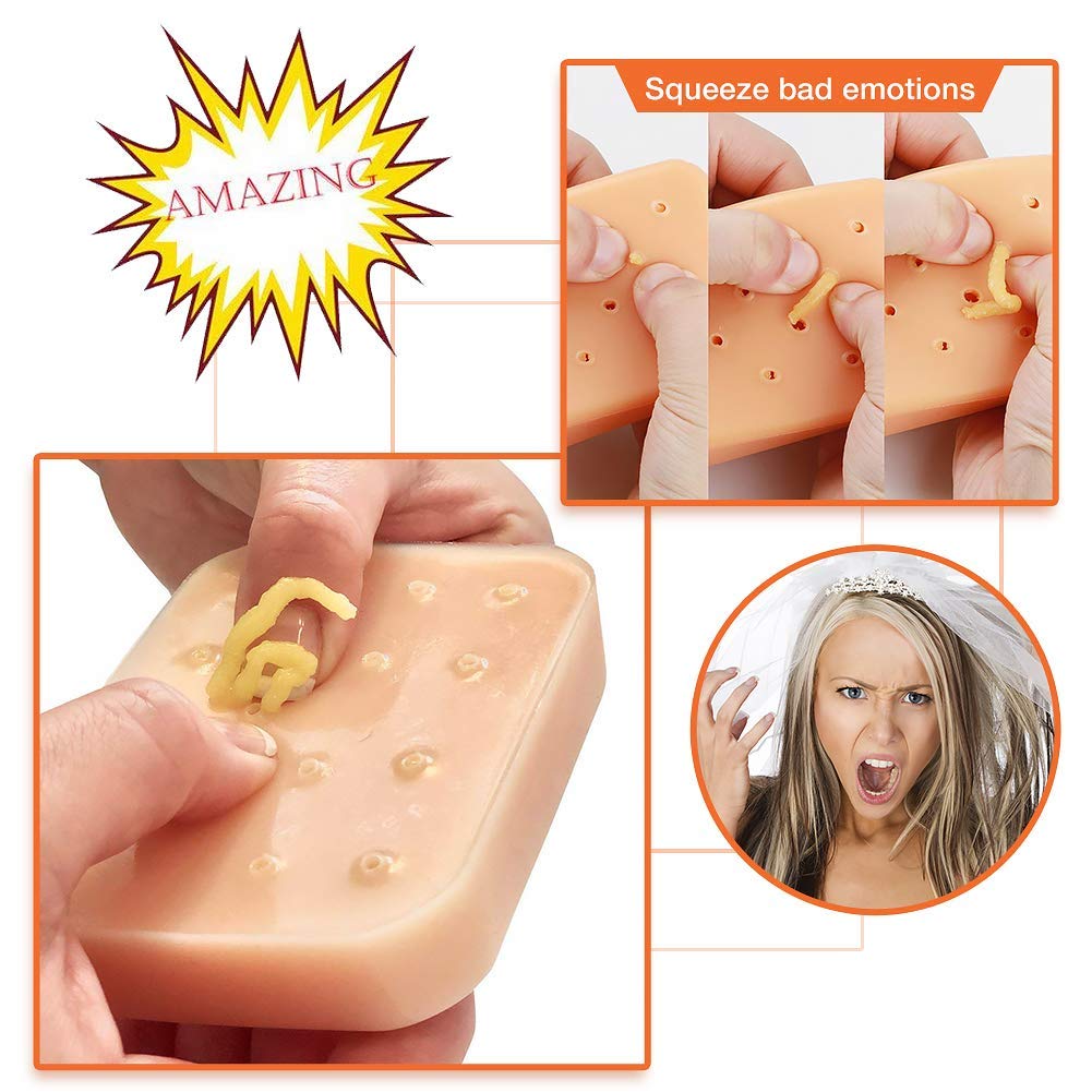 VIEE pimple popping toy,Funny Squeeze Acne Toys Stress Relief Toys Stop Picking Your Face for Kids Teens Adults (Peach Color）
