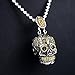 Moraner Sugar Skull Pendant Necklace Gothic Skeleton Pendants for Men with Wheat Chain