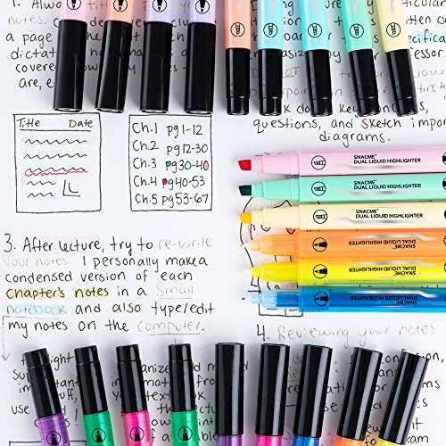 Highlighters, Double Ended Highlighter, 12 Assorted Colors Chisel Tip & Fine Tip Highlighter