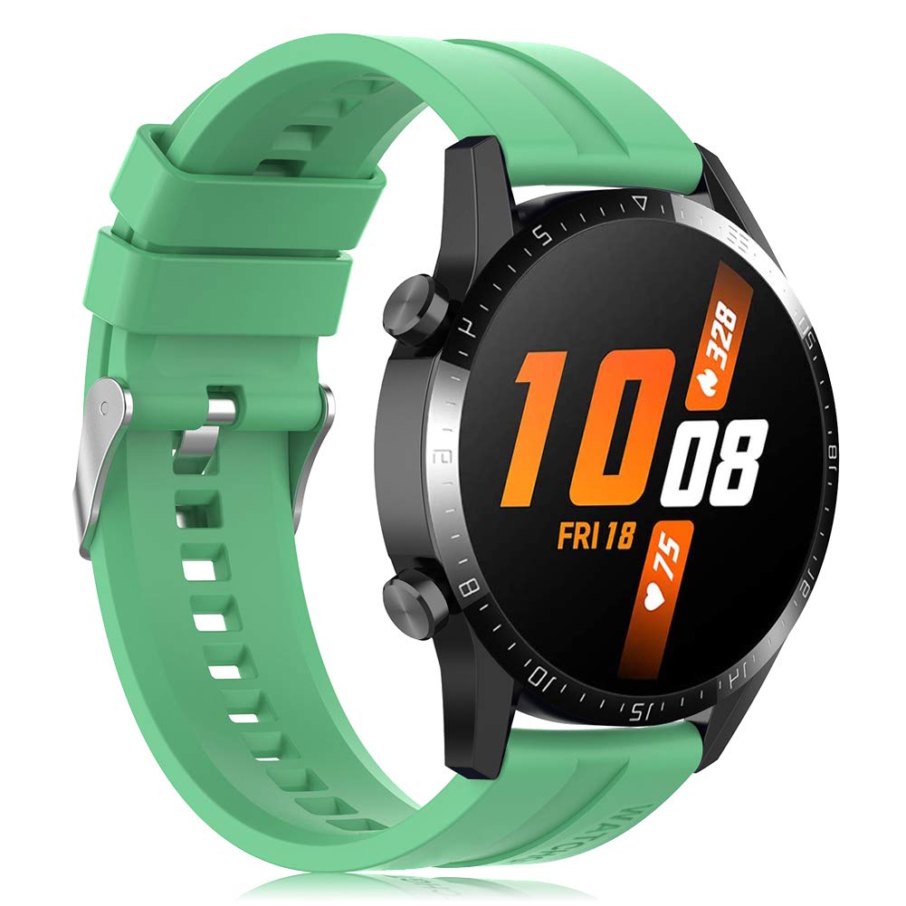 Unodrm Strap Compatible for Huawei Watch GT2 46mm, Soft Silicone Replacement Sport Wristband Accessory for Women Men Green