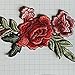 Franterd 2PC DIY Roses Pair Flowers Floral Collar Bouquet Boho Embroidered Appliques Iron-ons Patches Sticker Applique Badge (A, Red)