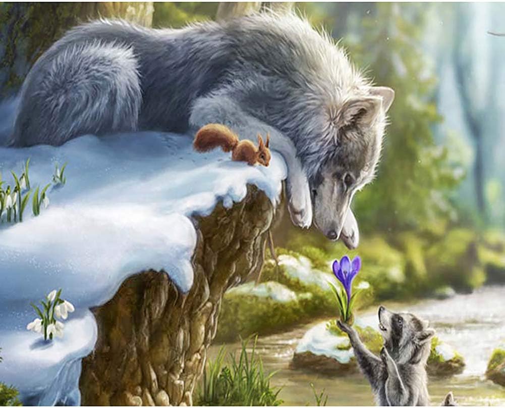 ViewHuge DIY 5D Diamond Painting Kit,Round Full Drill Rhinestone Embroidery Cross Stitch Arts Craft Canvas Supply,Weasel & Squirrel