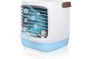 AFUADF Chiller Well 2.0 Portable Air Conditioners - Portable AC, Evaporative Air Cooler Misting Fan, Swamp Cooler Air Conditioner with 3 Speed & 7 LED Light, Portable AC Unit for Bedroom Home Room (White)