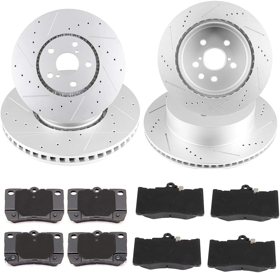 LSAILON [ Full Kits] Slotted Drilled Brake Rotors Ceramic Pads Fit for