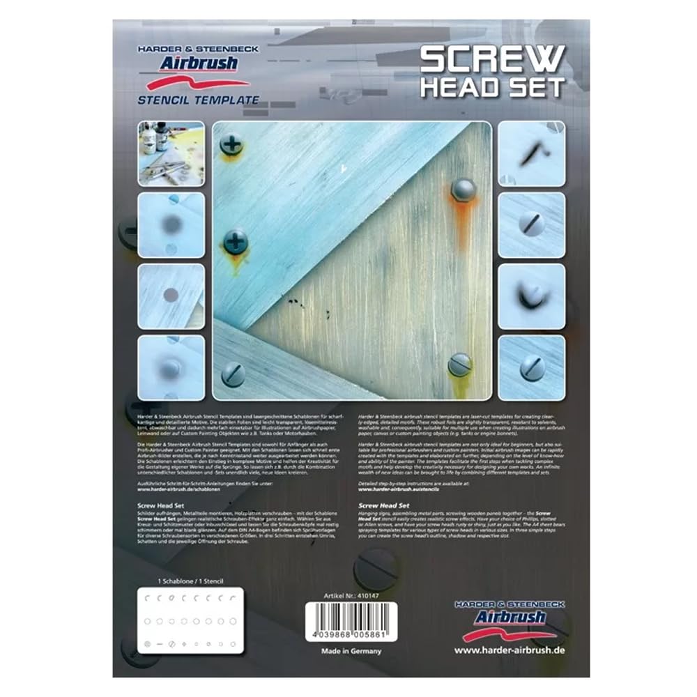 Stencil A4 Airbrush Screw Head Set Harder&Steenbeck