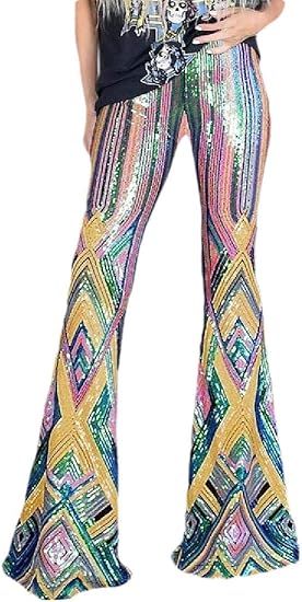 glitter bell bottom pants