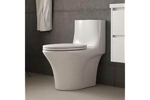 Albriya A1878 Modern One Piece Toilet, Bathroom Toilet Power Dual Flush 1.1/1.6 GPF with Comfortable Seat ADA Height 16 1/2’’, 12’’ Rough-In, MaP 1000g, Glossy White