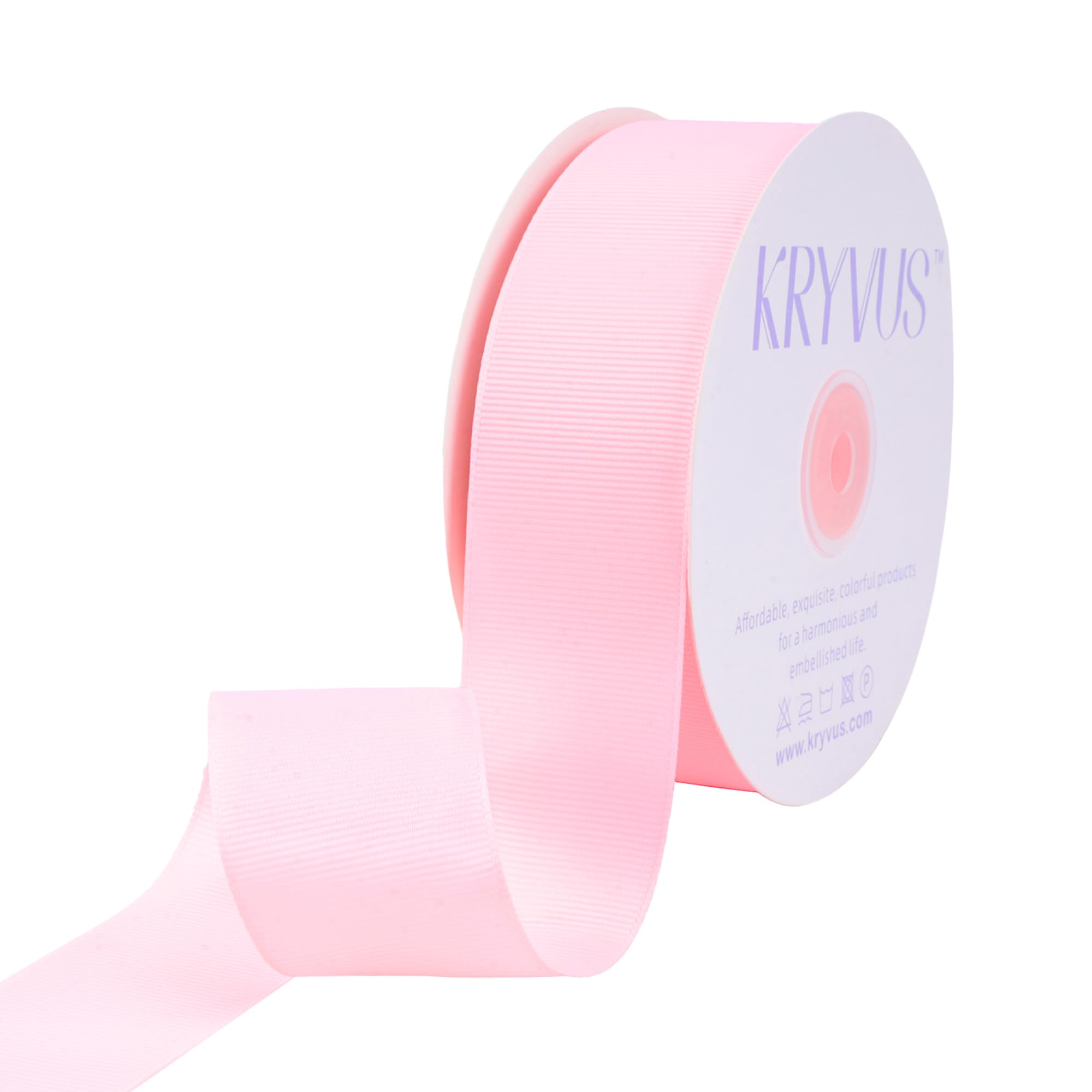 Kryvus Grosgrain Ribbon, Pearl Pink Ribbon 38mm x Continuous 45 Metres, Pearl Pink Grosgrain Ribbons Perfect for Gift Wrapping, Crafts, Sewing, Wedding Decor, DIY Hair Accessories and More
