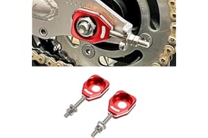 Canitu Red Rear Chain Adjusters,Motorcycle Billet Rear Axle Blocks Swingarm Spool Tensioner Tension Adjuster Accessories for Honda CRF110 2013-2023