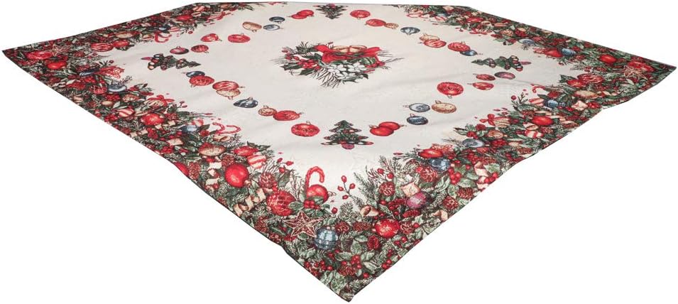 Centrotavola Natalizi Amazon.Emily Home Centrotavola Natalizio Christmas Balls In Gobelin 100x100 Cm Amazon It Casa E Cucina