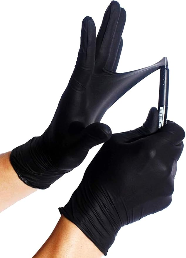 100x Heavy Duty (6mil) Nitrile Gloves S (67) Black Disposable Gloves