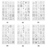 CICI&SISI Acrylic Nail Art Stamping Plates Set Jumbo 1- Set of 6 Pieces JUMBO Nail Polish Stamping Manicure Kit