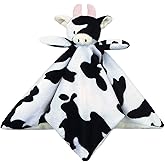 Doindute Baby Cow Soft Stuffed Animal Security Blanket, Plush Cow Character Lovey Blanket, Baby Shower/Nursery Gift, Newborn Infant Toddler Snuggle Blankie for Boys Girls, Pink Horns, 13 Inches