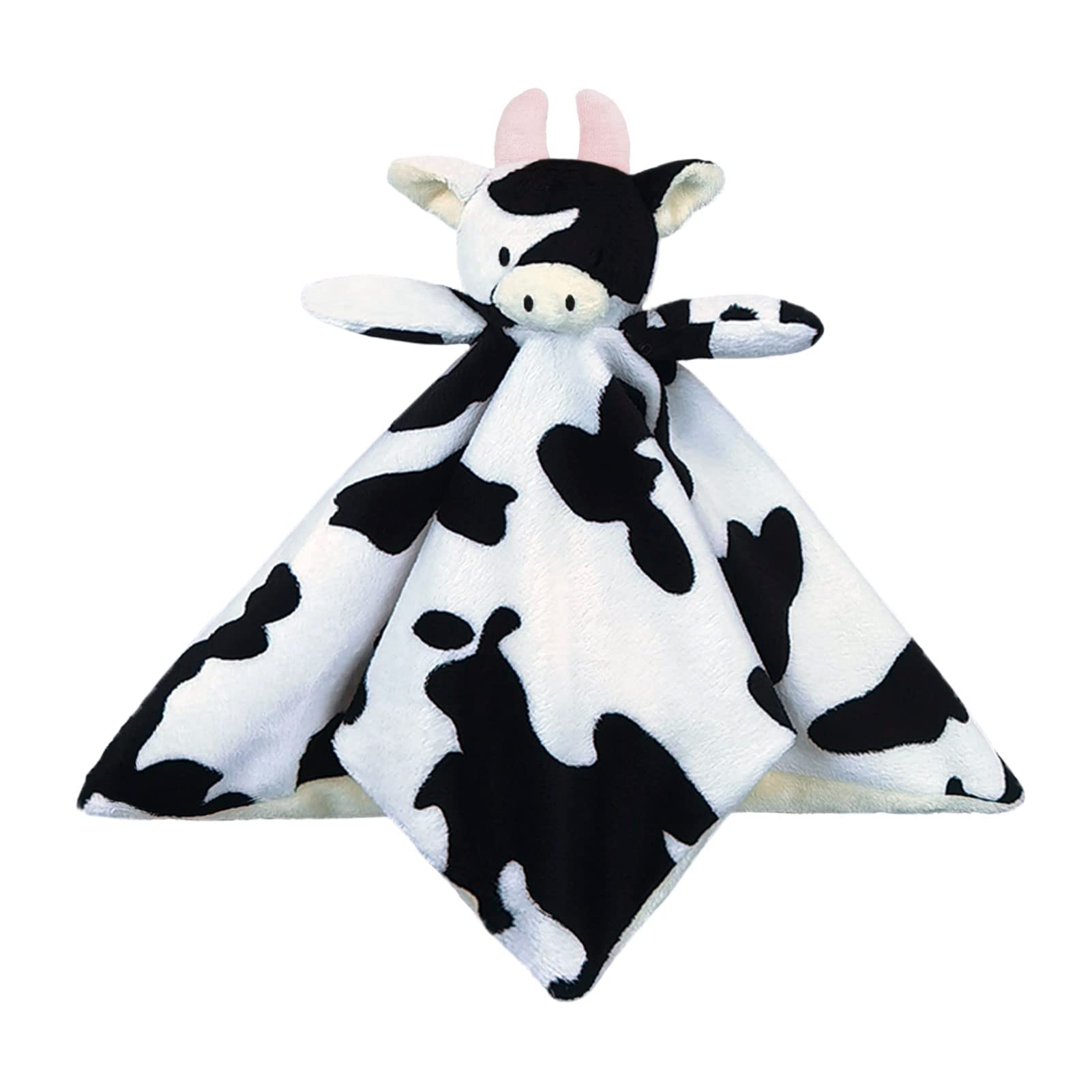 Photo 1 of Doindute Baby Cow Soft Stuffed Animal Security Blanket, Plush Cow Character Lovey Blanket, Baby Shower/Nursery Gift, Newborn Infant Toddler Snuggle Blankie for Boys Girls, Pink Horns, 13 Inches