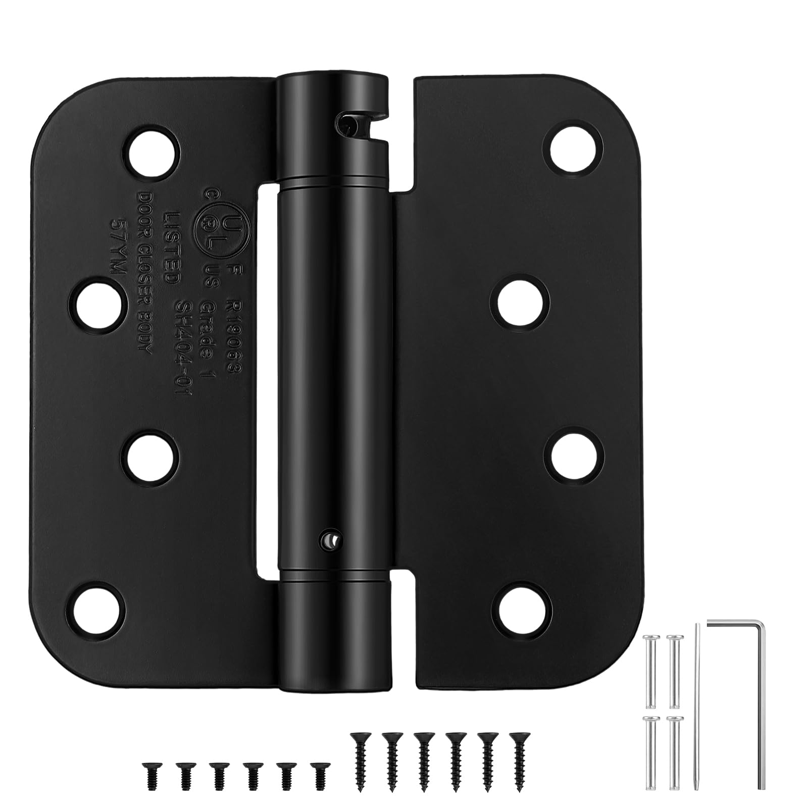 Photo 1 of 2 Pack | Self Closing Door Hinges 4.0”×4.0”, HBL' Automatic Door Closer Hinges with 5/8" Radius Corners, Adjustable Spring Door Hinge for Home, Garage & Basement Doors.
